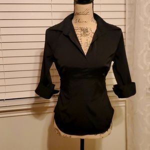 Black top with accent tie waist